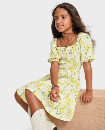 Girls Mommy And Me Floral Smocked Ruffle Dress