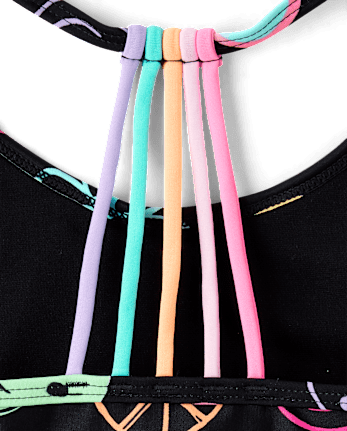 Girls Rainbow Happy Face One Piece Swimsuit