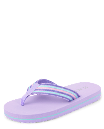 Girls Striped Flip Flops