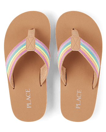 Girls Striped Flip Flops