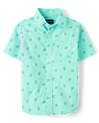 Boys Easter Egg Poplin Button Up Shirt