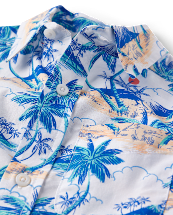 Boys Tropical Poplin Button Up Shirt