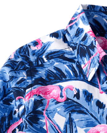 Boys Tropical Poplin Button Up Shirt