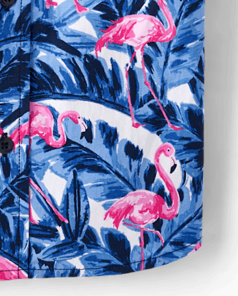 Boys Tropical Poplin Button Up Shirt
