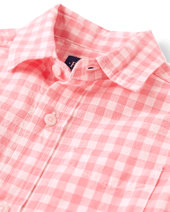 Boys Dad And Me Gingham Poplin Button Up Shirt
