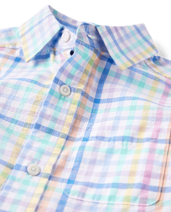 Boys Dad And Me Gingham Poplin Button Up Shirt
