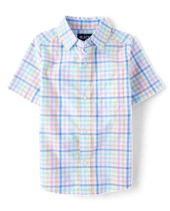 Boys Dad And Me Gingham Poplin Button Up Shirt