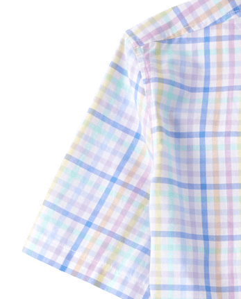 Chemise à carreaux vichy homme « Papa et moi » en popeline boutonnée