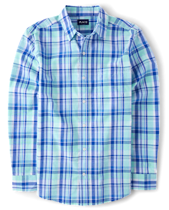 Mens Dad And Me Plaid Poplin Button Up Shirt