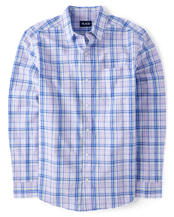 Mens Dad And Me Plaid Poplin Button Up Shirt