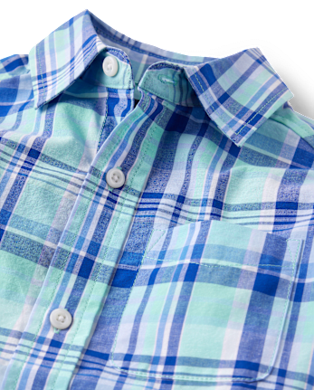 Boys Dad And Me Plaid Poplin Button Up Shirt