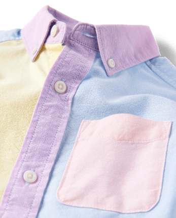 Boys Colorblock Oxford Button Up Shirt