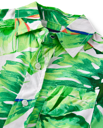 Boys Matching Family Tropical Button Up Shirt