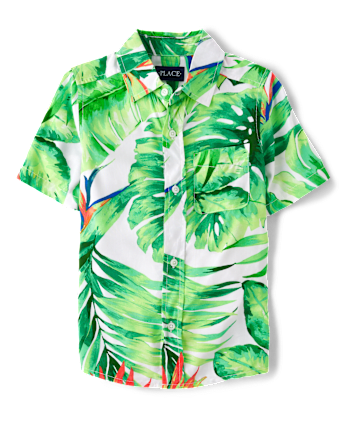 Boys Matching Family Tropical Button Up Shirt