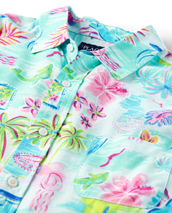 Mens Matching Family Tropical Button Up Shirt