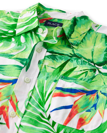 Mens Matching Family Tropical Button Up Shirt
