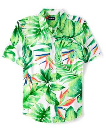 Mens Matching Family Tropical Button Up Shirt