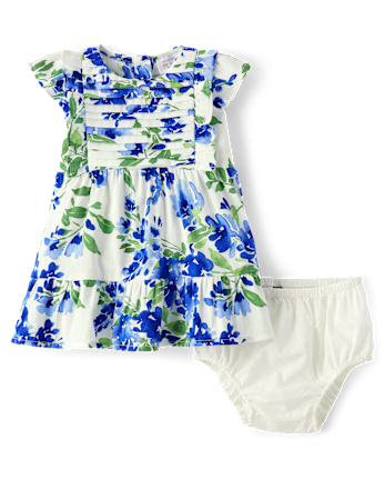 Baby Girls Mommy And Me Floral Pleated Ruffle Dress