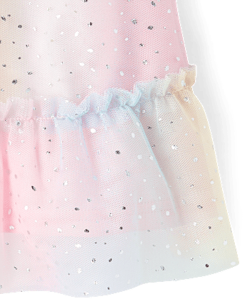 Robes à volants en maille pour bébés filles, arc-en-ciel chatoiement