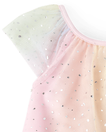 Baby Girls Rainbow Shimmer Mesh Ruffle Dress