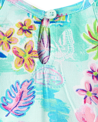 Baby Girls Matching Family Tropical Ruffle Dress