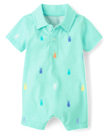 Baby Boys Bunny Polo Romper