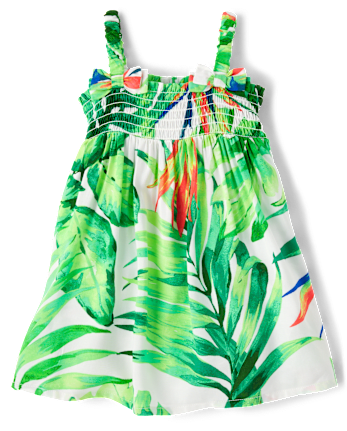 Baby Girls Matching Family Tropical Smocked Dress