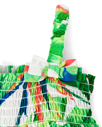 Baby Girls Matching Family Tropical Smocked Dress