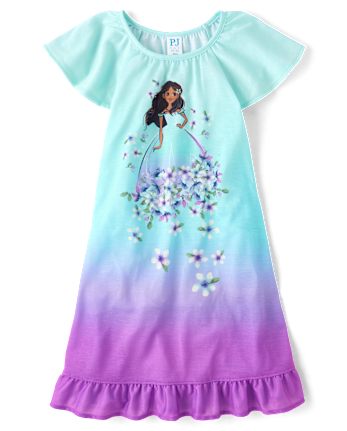 Girls Floral Princess Ruffle Nightgown