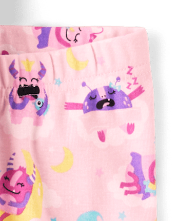 Pyjamas en coton ajustés pour bébés et petites filles, motif monstre