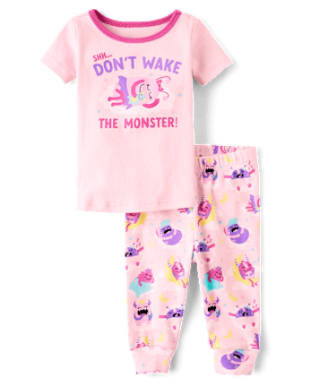 Baby And Toddler Girls Monster Snug Fit Cotton Pajamas