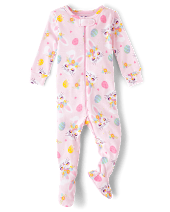Baby And Toddler Girls Bunny Snug Fit Cotton Footed One Piece Pajamas