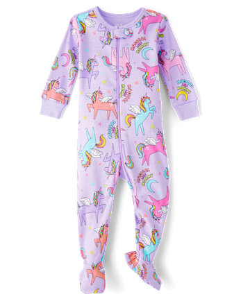 Baby And Toddler Girls Unicorn Snug Fit Cotton Footed One Piece Pajamas