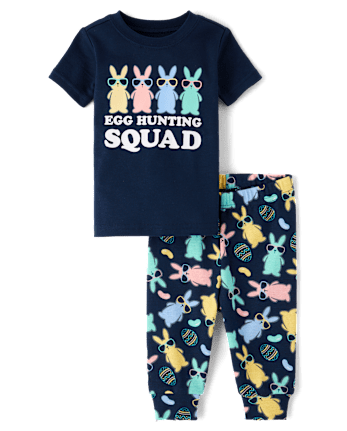 Baby And Toddler Boys Matching Family Egg Hunting Squad Snug Fit Cotton Pajamas