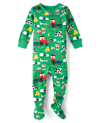 Baby And Toddler Farm Animal Snug Fit Cotton Footed One Piece Pajamas