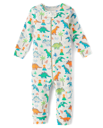 Baby And Toddler Boys Dino Snug Fit Cotton Footed One Piece Pajamas