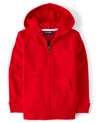 Boys Side Stripe French Terry Zip Up Hoodie