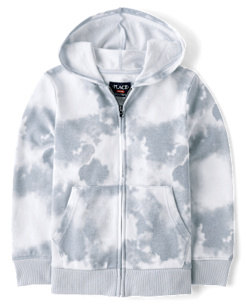 Boys Tie Dye French Terry Zip Up Hoodie