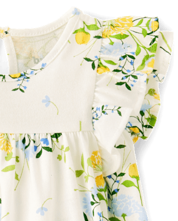 Baby Girls Floral Flutter Bodysuit Dress