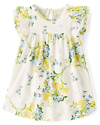 Baby Girls Floral Flutter Bodysuit Dress