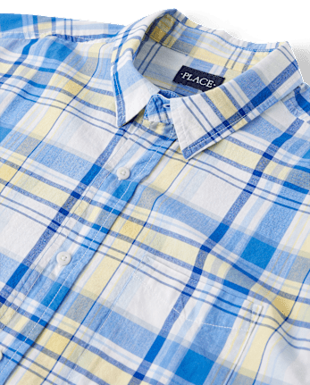 Mens Dad And Me Plaid Poplin Button Up Shirt