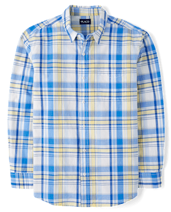 Mens Dad And Me Plaid Poplin Button Up Shirt