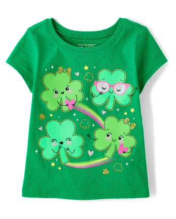 Baby And Toddler Girls St. Patrick's Day Shamrocks Graphic Tee