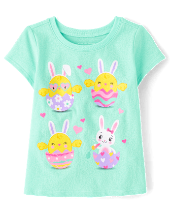 Baby And Toddler Girls Easter Eggs Graphic Tee
