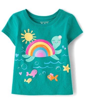 Baby And Toddler Girls Turtle Graphic Tee
