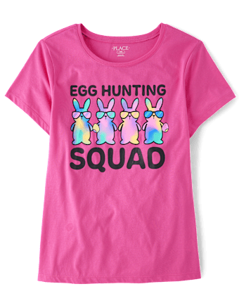 Womens Matching Family Easter Egg Hunting Squad Graphic Tee