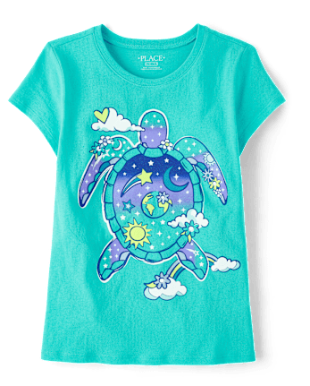 Girls Space Turtle Graphic Tee
