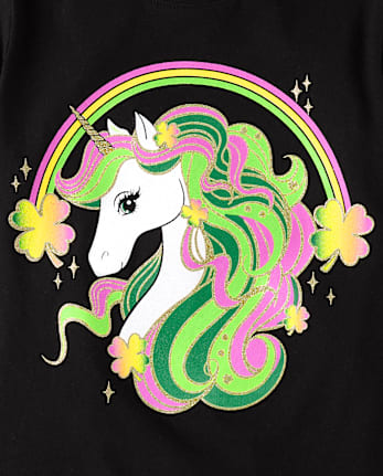 T-shirt graphique licorne de la Saint-Patrick pour filles