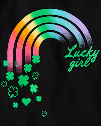 Girls St. Patrick's Day Lucky Girl Rainbow Graphic Tee