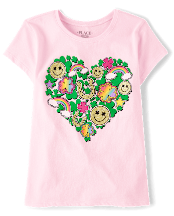 Girls St. Patrick's Day Heart Graphic Tee